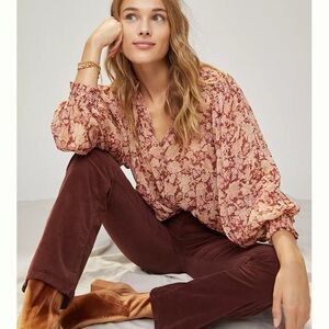 Anthropologie Rocio Shimmer Button down Floral Size XS